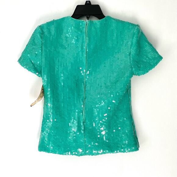 Vintage Chetta B Sherrie Bloom Peter Noviello Green Sequin two piece skirt set 6 - Picture 11 of 12